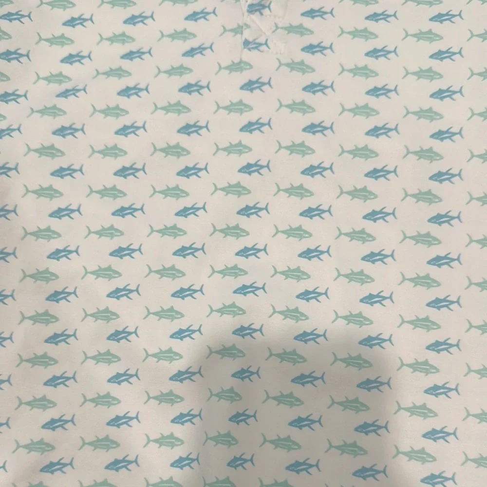 PRODOH Kids Shark Print Polo Shirt - White and Blue - Picture 2 of 4